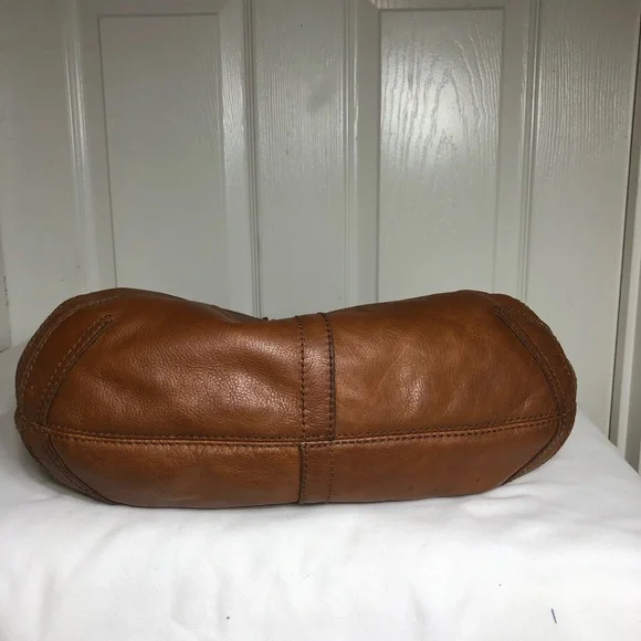 Gianni Bini Brown Leather Vintage Studded Hobo Magnetic Closure Fringe Bag Purse - Picture 5 of 16